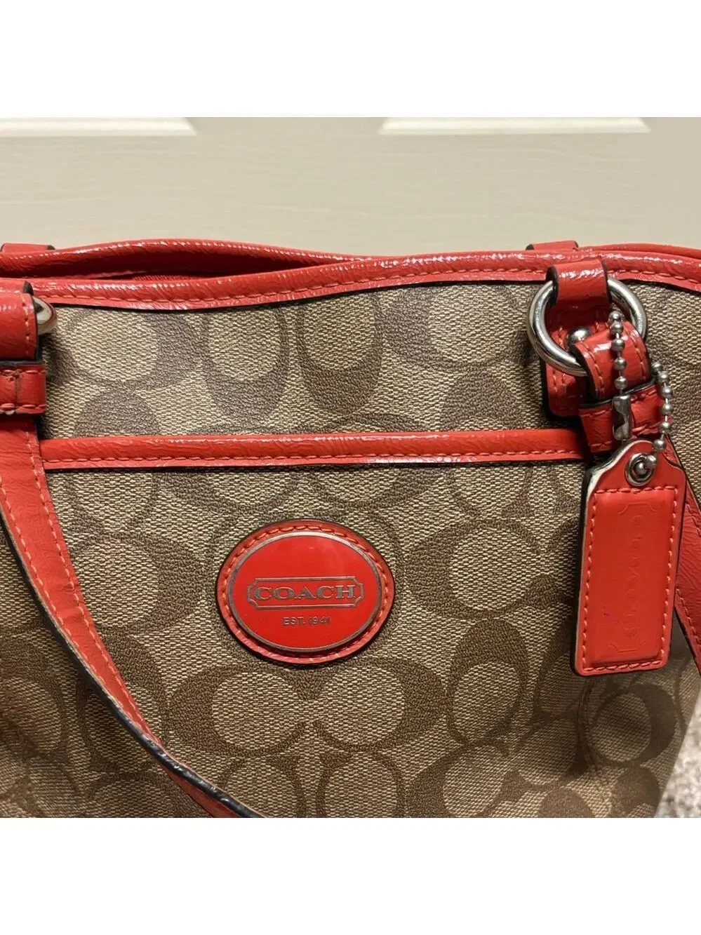 Coach Peyton bag shoulder tote crossbody purse 2012 brown orange clean authentic